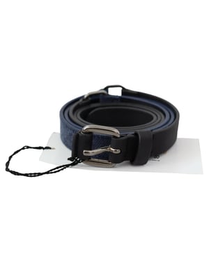 Omkeerbare Leren Riem Blauw Canvas