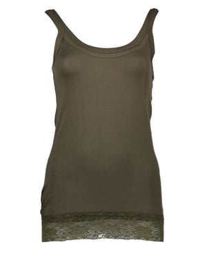 Kanten Rand Mouwloos T-shirt met Ronde Hals