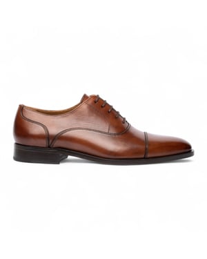Chapman & Moore Heren Bruine Effen Leren Brogue Cap-Toe Oxford Schoenen