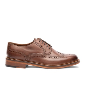 Chapman & Moore Bruine Leren Derby Brogue Oxford Herenschoenen