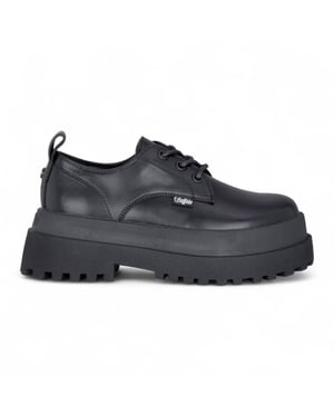 Buffalo Dames Zwarte Veterschoenen met Dikke Platforms - Pluto