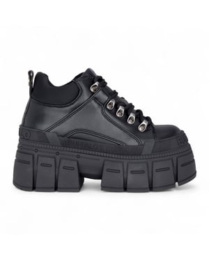 Buffalo Dames Chunky Platform Zwarte Gothic Enkellaarsjes - Gospher Hike-Lo
