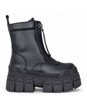 Buffalo Dames Zwarte Chunky Platform Front Zip Hoge Enkel Combat Boots - Gospher