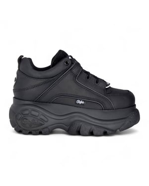 Buffalo Dames Zwarte Leren Chunky Platform Fashion Sneakers - 1339-14-2.0