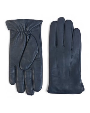 Heren marineblauwe Italiaanse leren warme wollen voering winterrijhandschoenen voor casual rijden