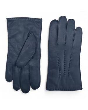 Heren marineblauwe Italiaanse leren warme wollen voering wintersteekontwerp rij- en casual handschoenen