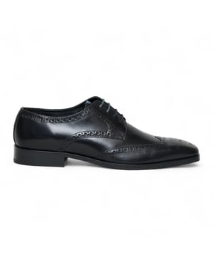 Antique Rogue Heren Zwarte Leren Oxford Derby Brogue - Luca