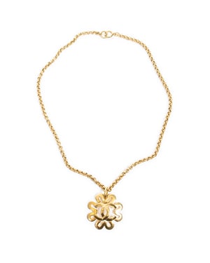 Large CC Logo Clover Pendant Necklace  Ketting