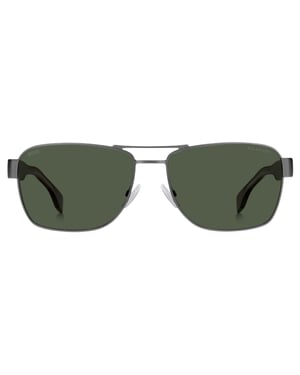 Hugo Boss Matte Ruthenium Dark Havana Legs Groene Zonnebril met Glazen