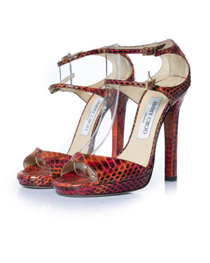 Jimmy Choo Python sandaal in oranje en roze