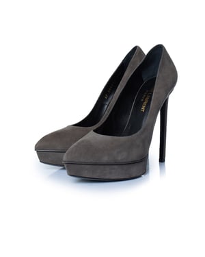 Saint Laurent Grijze suède janis pump