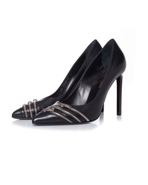 Saint Laurent Zwarte leren pumps met rits