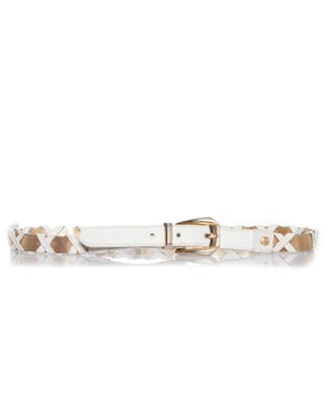 Gianni Versace Witte leren en metalen gevlochten riem