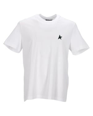 Golden Goose Wit T-shirt met contrasterend groen logo en ster