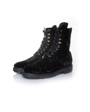 Chanel Velvet combat veterlaarzen