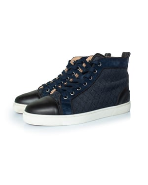 Christian Louboutin blauwe geweven hoge sneakers