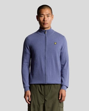 Lyle & Scott Lamswol Blend Rits Cardigan - Grijs