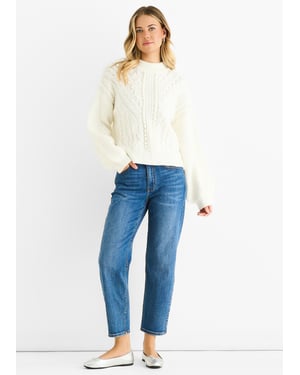 Witte oversized trui met grove steken