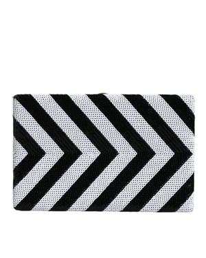 Zwarte Witte Gouden Frame Clutch Avondfeest Handtas
