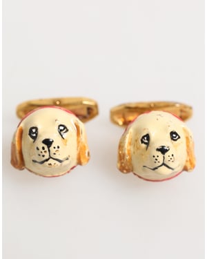 Messing Goudkleurige Honden Pups Mannen Accessoires Manchetknopen