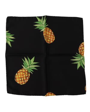Zwarte Ananas Gedrukte Vierkante Zakdoek Sjaal