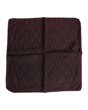 Bordeaux Zwarte Gedrukt Vierkant Mannen Foulard Sjaal