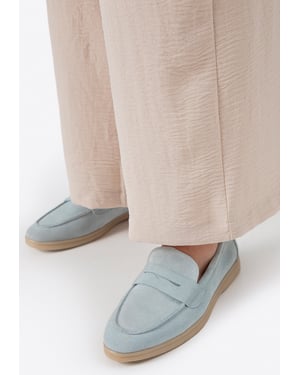 Wittchen Dames Klassieke Blauwe Suède Mocassins