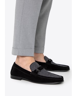 Wittchen Heren Zwarte Geruite Stoffen Mocassins