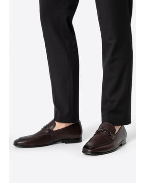 Wittchen Heren Leren Loafers met Gesp op de Band, Donkerbruin, Natuurlijk Leer