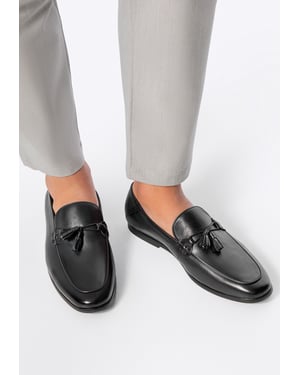Wittchen Heren Leren Loafers met Kwastje Zwart Natuurlijk Leer