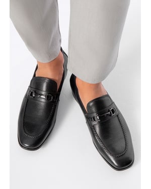 Wittchen Heren Leren Loafers met Gesp op Band Zwart Natuurlijk Leer