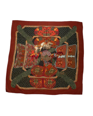 Hermes Art des Steppes kasjmiersjaal in rood