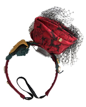 Rode met multikleurige rozenzijde kristallen netlogo diadeem hoofdband