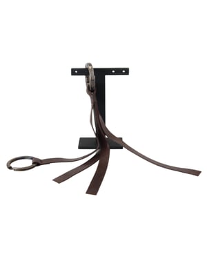 Bruine Leren Zilverkleurige Metalen Sleutelhanger Sleutelhanger