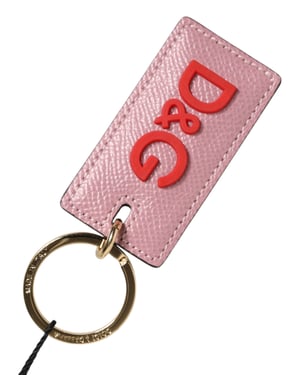 Roze Kalfsleren Logo Metaal Ring Heren Sleutelhanger Sleutelhanger