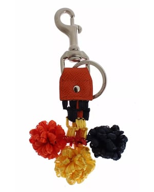 Rode Gele Raffia Leren Sluiting Vinder Sleutelhanger Sleutelring