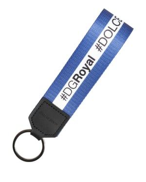 Witte Blauwe Logo Polyester PVC Houder Sleutelhanger Sleutelring