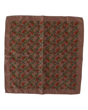 Bruine Wortelen Print Zijden Zakdoek