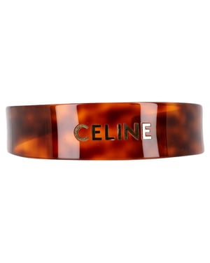 Celine Schildpad Hoofdband met Logo in Donker Acetaat