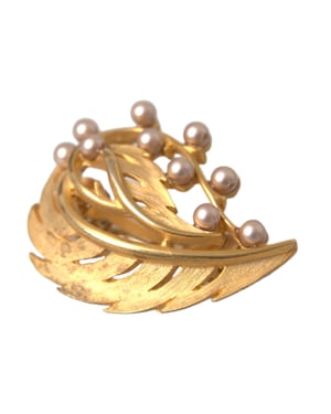 Gouden Messing Blad Versierde Sieraden Broche Haarspeld