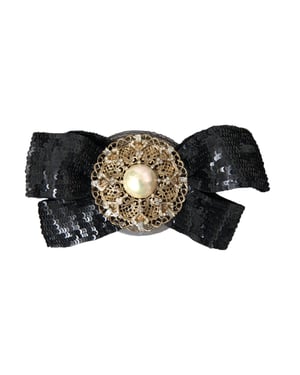 Zwarte Pailletten Parels Handgemaakte Broche Haarspeld