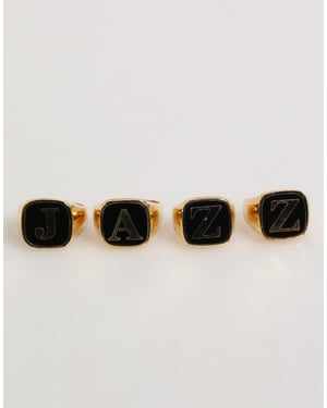 Gouden Tonen Messing JAZZ Letterset 4 Stuks Verstelbare Ring