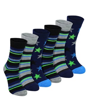 6 Paar Jongens Warme Bed Socks | Gestreepte & Sterren Patroon Ademend Sokken