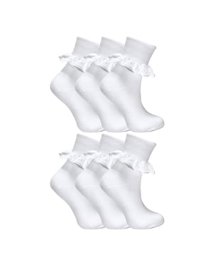6-pack Babymeisjes Witte Zachte Franje Kanten Sokken
