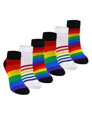 6-Pak Heren Dames Regenboog Trainer Katoenen Sokken Heldere Kleurrijke Gestreepte Sokken