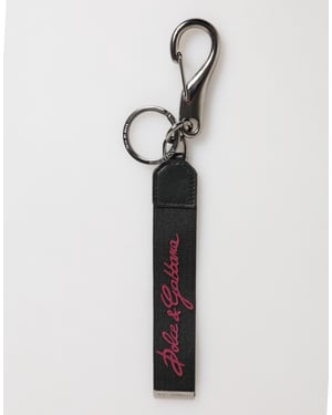 Zwarte Bordeau Polyester DG Logo Mannen Sleutelhanger Sleutelmunt