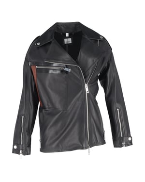 Burberry Stonefield Pocketdetail Bikerjack in Zwart Leer
