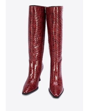 Wittchen Dames lakleren croco hoge hak laarzen, bordeauxrood, natuurlijk leer
