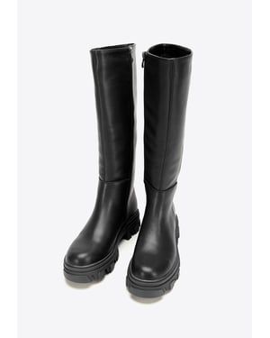 Wittchen Dames leren laarzen met dikke zool en rits, zwart, natuurlijk leer
