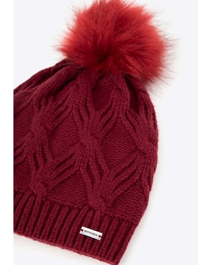 Wittchen Dameswintermuts met pompon, bordeaux